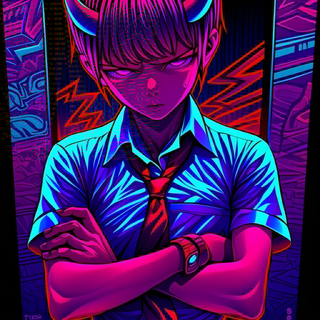 Example of an image generated using the prompt --sref 1031796828 in Midjourney with the Anime, Purple style