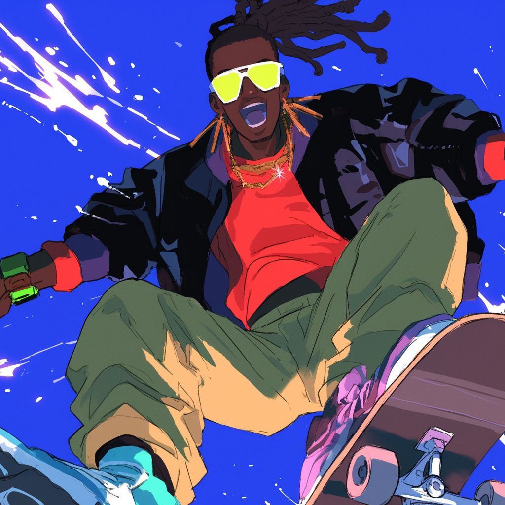Example of an image generated using the prompt --sref 2177124457 in Midjourney with the Anime, Blue style