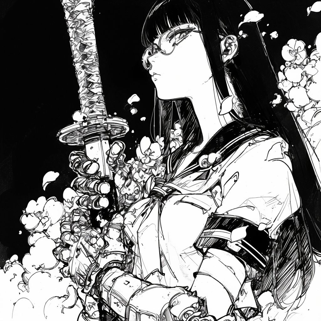Example of an image generated using the prompt --sref 2443928193 in Midjourney with the Anime, Manga art, Comic book style