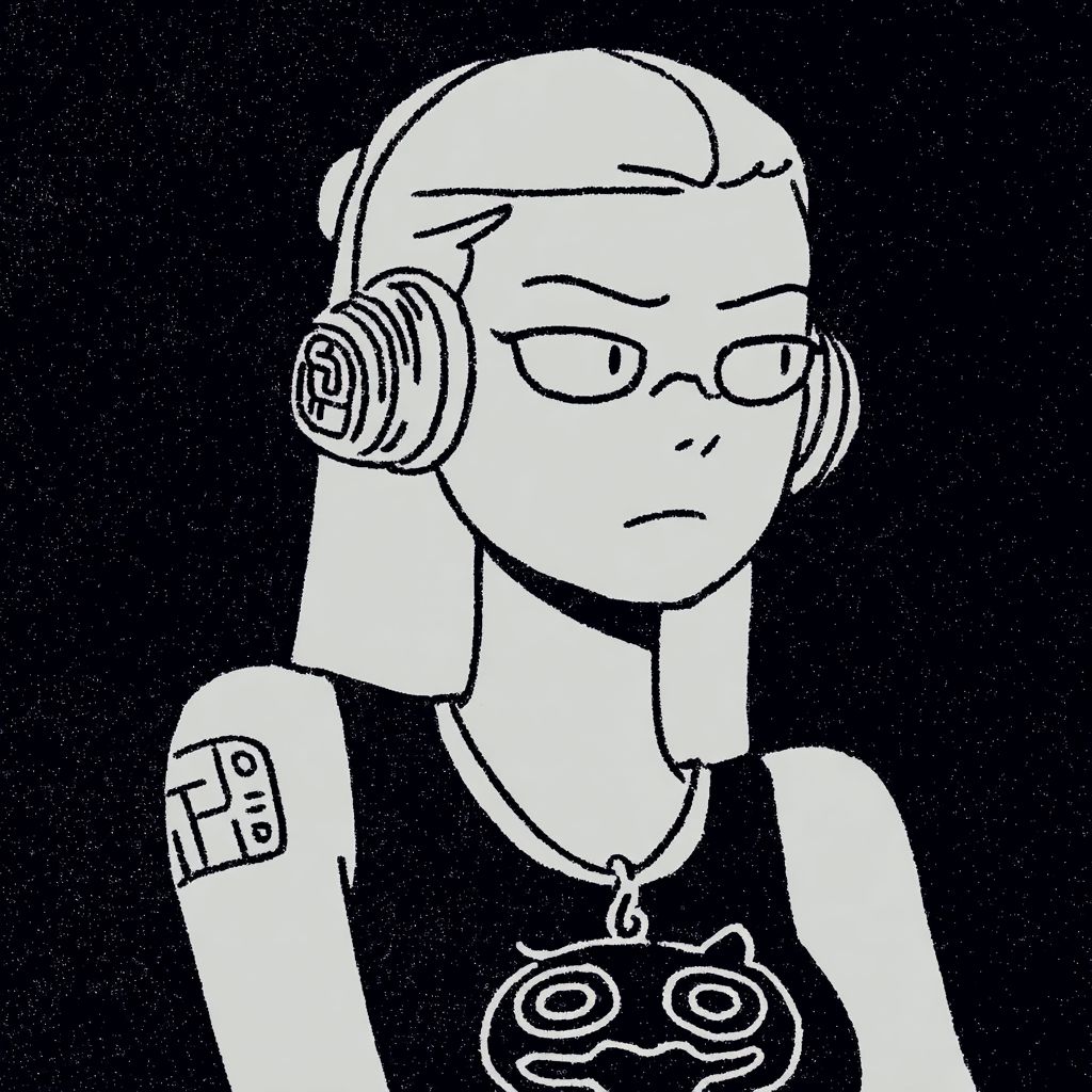 Example of an image generated using the prompt --sref 2584295790 in Midjourney with the Illustration, Vector, Black style