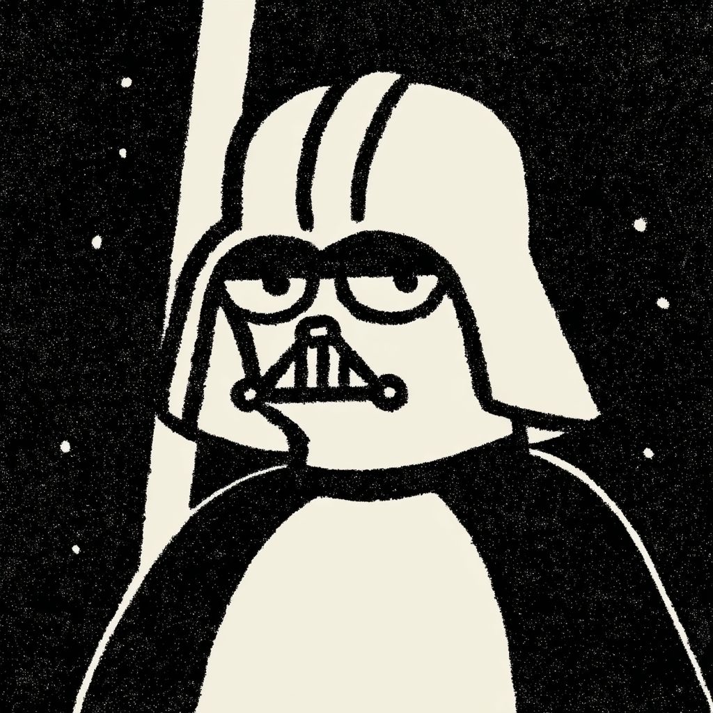 Example of an image generated using the prompt --sref 2584295790 in Midjourney with the Illustration, Vector, Black style