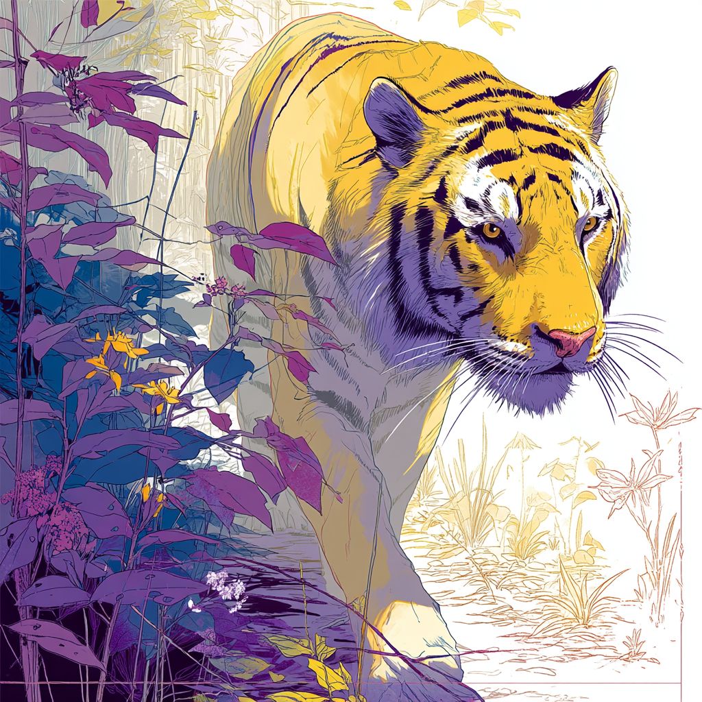 Example of an image generated using the prompt --sref 39810025 in Midjourney with the Anime, Illustration, Purple, Yellow style