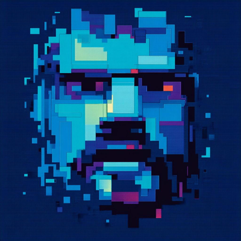 Example of an image generated using the prompt --sref 4174074995 in Midjourney with the Pixel, Blue style
