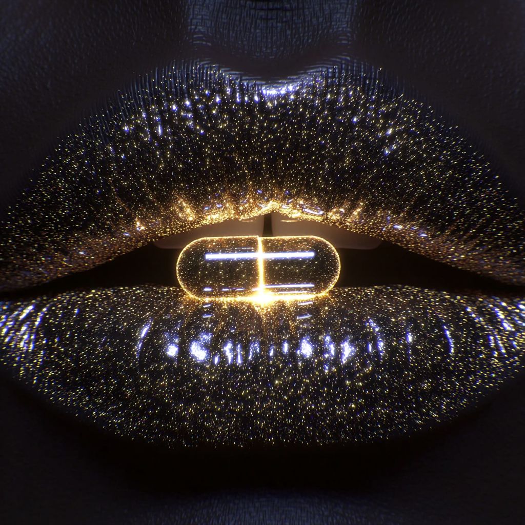 Example of an image generated using the prompt --sref 584258796 in Midjourney with the Surrealistic, Golden, Black style