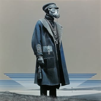 Example of an image generated using the prompt --sref 1032371747 in Midjourney with the Illustration, 2D, Surrealistic, Blue style