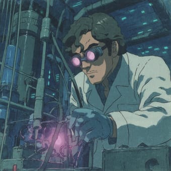 Example of an image generated using the prompt --sref 1250373801 in Midjourney with the Anime, Blue, Vintage style