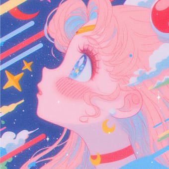 Example of an image generated using the prompt --sref 1808033009 in Midjourney with the Cute, Pink, Anime style