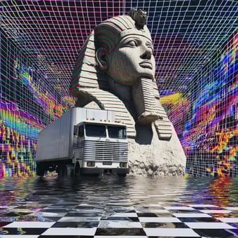Example of an image generated using the prompt --sref 20250417 in Midjourney with the Surrealistic, Halloween style