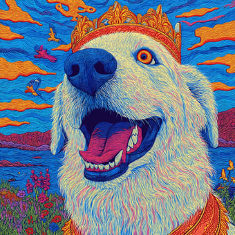 Example of an image generated using the prompt --sref 225871432 in Midjourney with the Illustration, 2D, Blue, Vintage, Surrealistic, Cartoon, Oil painting style