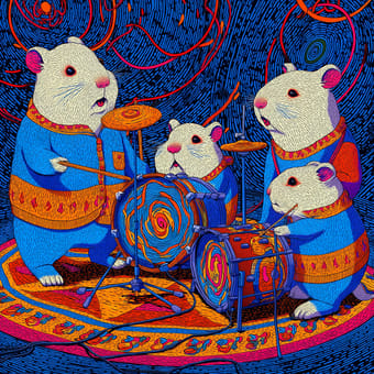 Example of an image generated using the prompt --sref 225871432 in Midjourney with the Illustration, 2D, Blue, Vintage, Surrealistic, Cartoon, Oil painting style