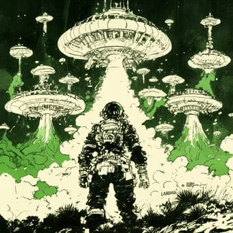 Example of an image generated using the prompt --sref 2443928193 in MidJourney