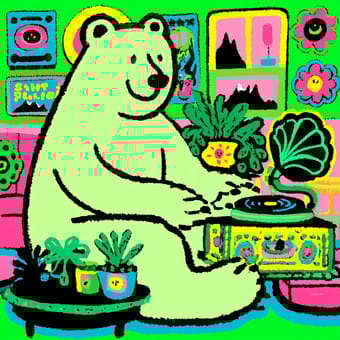 Example of an image generated using the prompt --sref 2590684055 in Midjourney with the Illustration, Green, Cartoon style