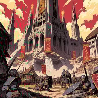 Example of an image generated using the prompt --sref 2671261553 in Midjourney with the Comic book, Dark fantasy, Vintage style