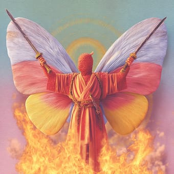 Example of an image generated using the prompt --sref 364789122 in Midjourney with the Surrealistic, Photography, Red, Yellow, Golden, Oil painting, Vintage, Sticker, Illustration style