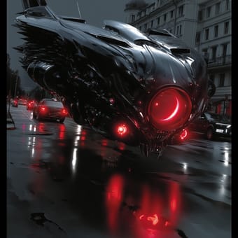 Example of an image generated using the prompt --sref 434585967 in Midjourney with the Surrealistic, Black, Red, Dark fantasy style