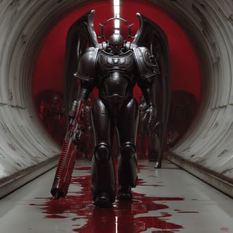 Example of an image generated using the prompt --sref 434585967 in Midjourney with the Surrealistic, Black, Red, Dark fantasy style