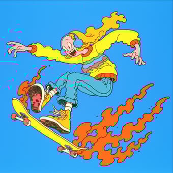 Example of an image generated using the prompt --sref 837262 in Midjourney with the Illustration, Cartoon, Blue, Yellow style