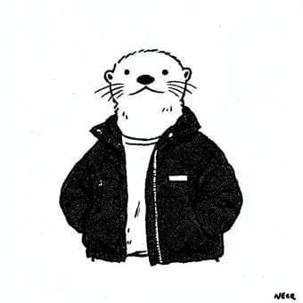 Example of an image generated using the prompt --sref 935888290 in Midjourney with the Illustration, Coloring book, 2D, Flat vector, Black style