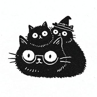 Example of an image generated using the prompt --sref 935888290 in Midjourney with the Illustration, Coloring book, 2D, Flat vector, Black style