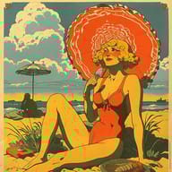 an example of an image generated in MidJourney using the prompt with the --sref 1226649558, ranked 4th among the user favorites on this website.