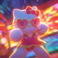an example of an Pink style image generated in MidJourney using the prompt with the --sref 1381131603, ranked 27th among the user favorites on this website.