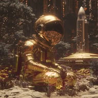 an example of an image generated in MidJourney using the prompt with the --sref 1435990713, ranked 16th among the user favorites on this website.