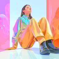 an example of an image generated in MidJourney using the prompt with the --sref 1555769748, ranked 12th among the user favorites on this website.