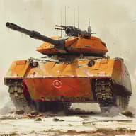 an example of an Orange style image generated in MidJourney using the prompt with the --sref 1560305357, ranked 11th among the user favorites on this website.