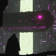 an example of an Cyberpunk style image generated in MidJourney using the prompt with the --sref 1677432092, ranked 8th among the user favorites on this website.