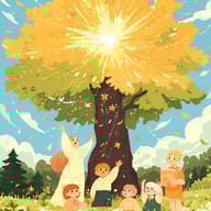 an example of an image generated in MidJourney using the prompt with the --sref 1734182882, ranked 17th among the user favorites on this website.