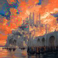 an example of an image generated in MidJourney using the prompt with the --sref 1890934837, ranked 13th among the user favorites on this website.
