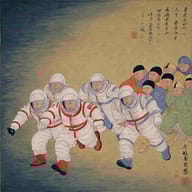 an example of an image generated in MidJourney using the prompt with the --sref 1954728280, ranked 9th among the user favorites on this website.