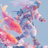an example of an image generated in MidJourney using the prompt with the --sref 198401649, ranked 5th among the user favorites on this website.