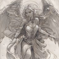 an example of an Line art style image generated in MidJourney using the prompt with the --sref 20240616, ranked 11th among the user favorites on this website.