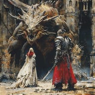 an example of an Oil painting style image generated in MidJourney using the prompt with the --sref 20240712, ranked 21th among the user favorites on this website.