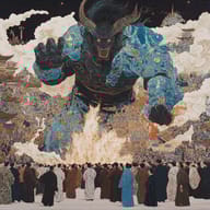 an example of an image generated in MidJourney using the prompt with the --sref 2077236407, ranked 13th among the user favorites on this website.