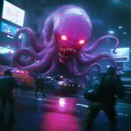 an example of an Purple style image generated in MidJourney using the prompt with the --sref 211110605, ranked 19th among the user favorites on this website.