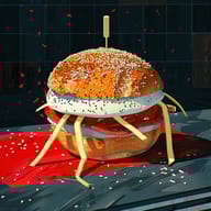 an example of an image generated in MidJourney using the prompt with the --sref 2142586523, ranked 7th among the user favorites on this website.
