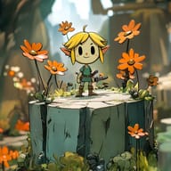 an example of an 2D style image generated in MidJourney using the prompt with the --sref 2319575890, ranked 11th among the user favorites on this website.
