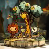 an example of an 2D style image generated in MidJourney using the prompt with the --sref 2319575890, ranked 11th among the user favorites on this website.