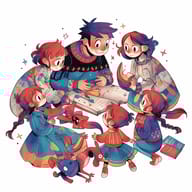 an example of an Cute style image generated in MidJourney using the prompt with the --sref 2366508726, ranked 11th among the user favorites on this website.