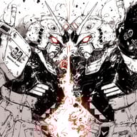 an example of an image generated in MidJourney using the prompt with the --sref 2443928193, ranked 16th among the user favorites on this website.