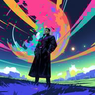 an example of an image generated in MidJourney using the prompt with the --sref 2473150964, ranked 17th among the user favorites on this website.