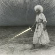 an example of an Black style image generated in MidJourney using the prompt with the --sref 2541264632, ranked 21th among the user favorites on this website.