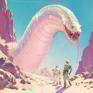 an example of an image generated in MidJourney using the prompt with the --sref 2543723537, ranked 10th among the user favorites on this website.