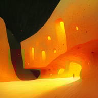 an example of an Orange style image generated in MidJourney using the prompt with the --sref 2566052208, ranked 8th among the user favorites on this website.