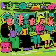 an example of an Cartoon style image generated in MidJourney using the prompt with the --sref 2590684055, ranked 16th among the user favorites on this website.