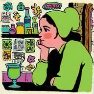 an example of an Cartoon style image generated in MidJourney using the prompt with the --sref 2590684055, ranked 16th among the user favorites on this website.