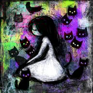 an example of an image generated in MidJourney using the prompt with the --sref 2857892971, ranked 17th among the user favorites on this website.