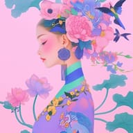 an example of an Pink style image generated in MidJourney using the prompt with the --sref 33384, ranked 9th among the user favorites on this website.